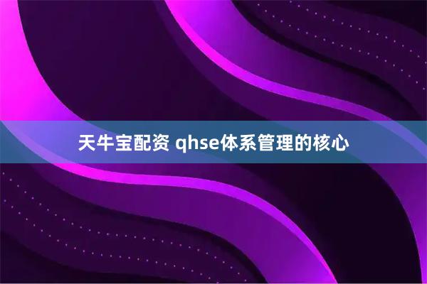 天牛宝配资 qhse体系管理的核心